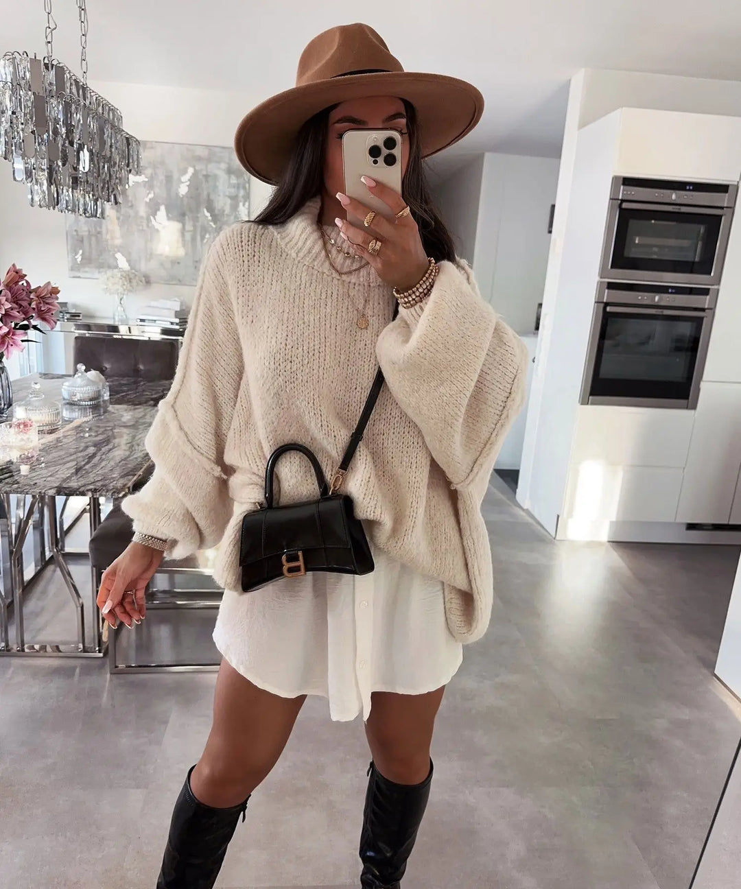 Women's Sweater Solid Color Semi-turtleneck Casual