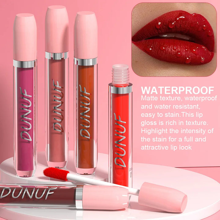 DUNUF Matte Lip Gloss Set – 5 Waterproof Velvet Lipsticks