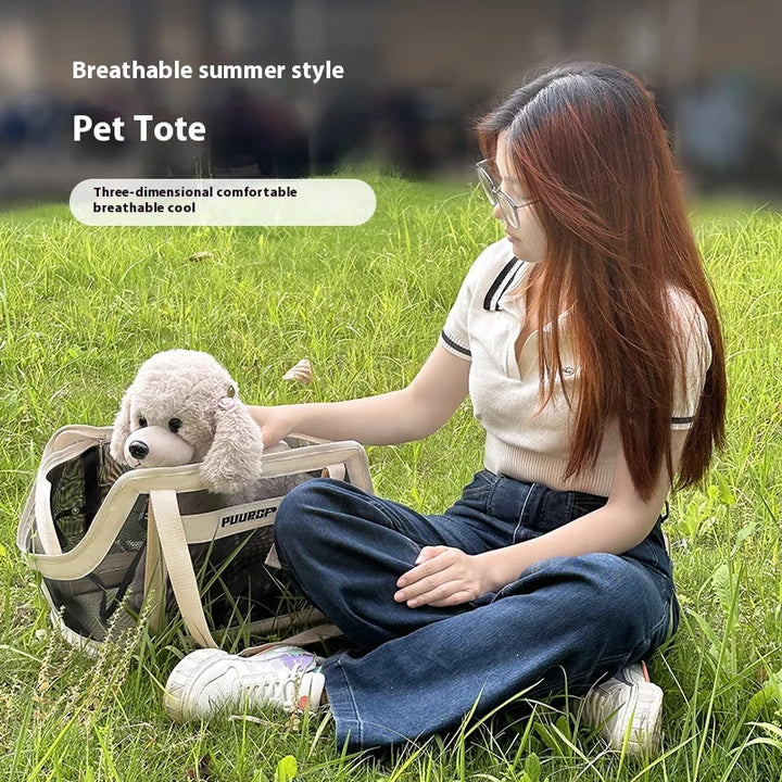 Summer Mesh Fabric Portable Travel Pet Bag