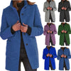Women's Coat Solid Button Stand Collar Woolen Coat