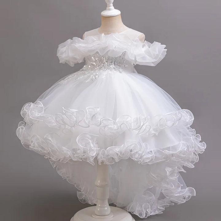 Girls Flower Appliqué Dress | Ball Gown | Wedding &amp; Party | Ages 4–12