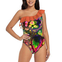 Womens Ruffle Print Swimwear Women One Piece Swimsuit-Swimwear-Bennys Beauty World