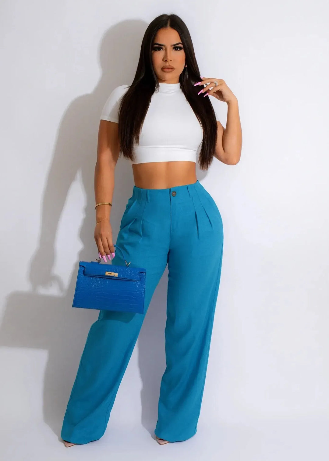 Women's High Waist Cotton Linen Wide Leg Trousers-Bennys Beauty World