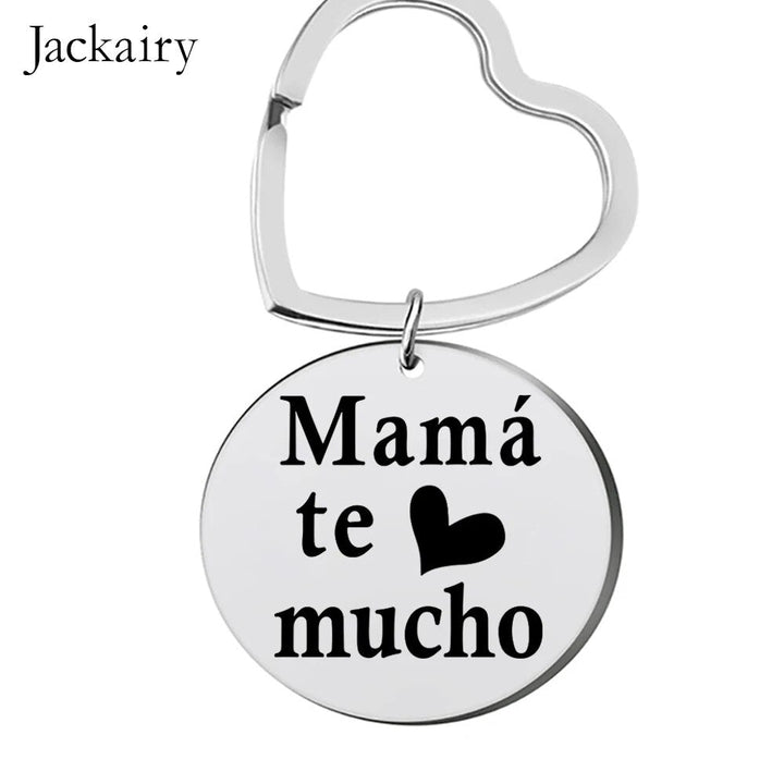 Spanish Mother&#39;s Day Keychain Mamá Te Quiero Mucho Keyring Pendant Necklace Birthday Christmas Gifts for Mom-Arlik interiors