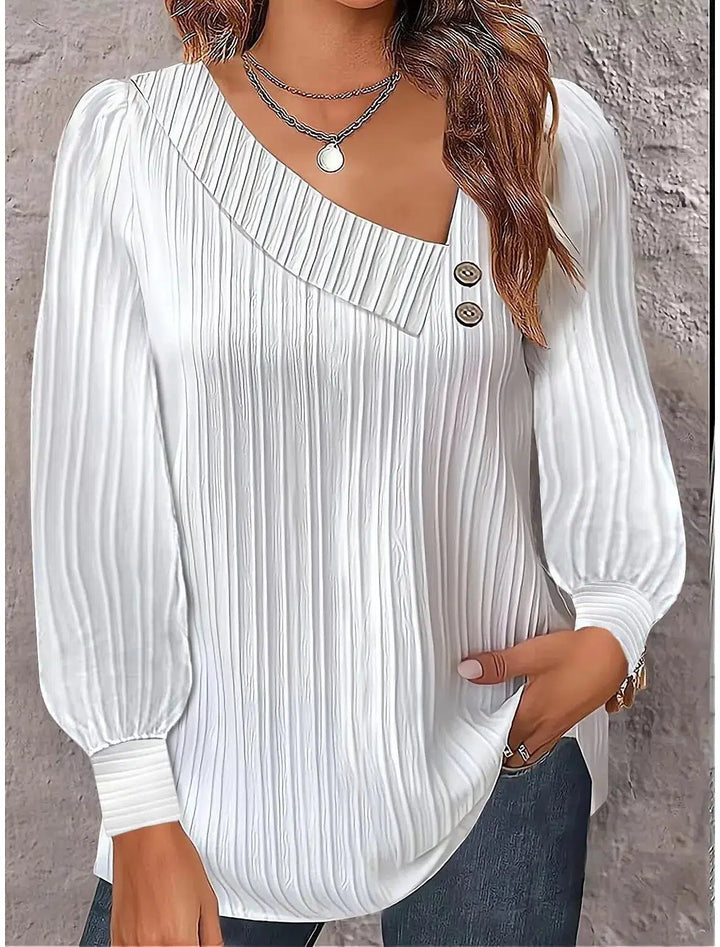 Women's Long Sleeved Shirt Solid Color Blouse Minimalist Women Tops-blouse-Bennys Beauty World