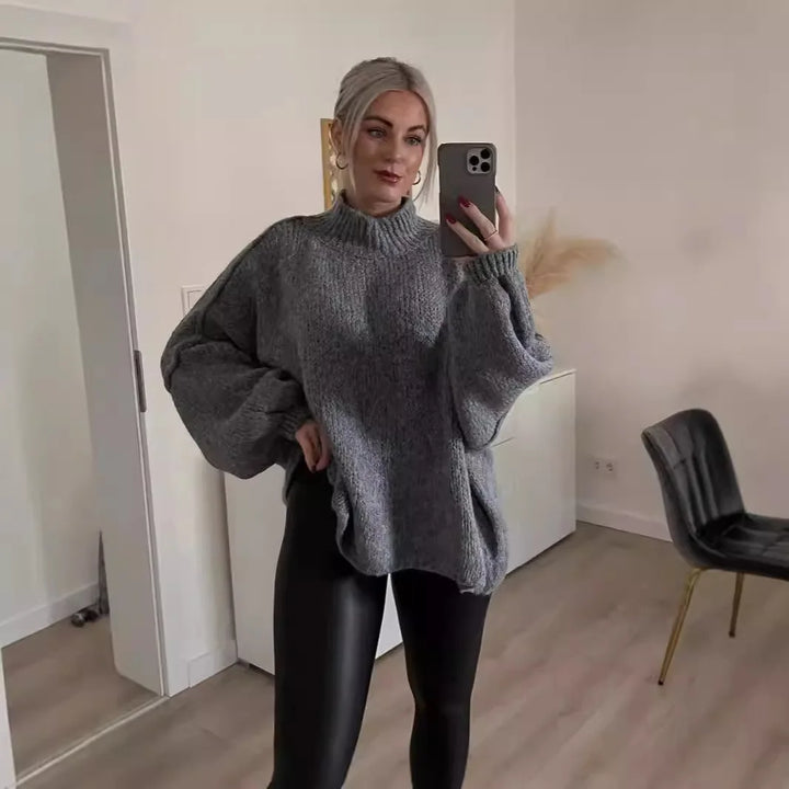 Women's Sweater Solid Color Semi-turtleneck Casual