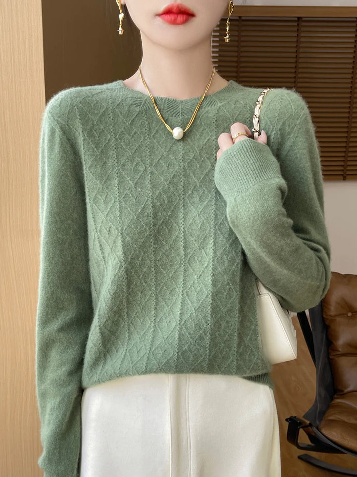 Women's Sweater O-neck 100% Merino Wool Knitwear Sweater