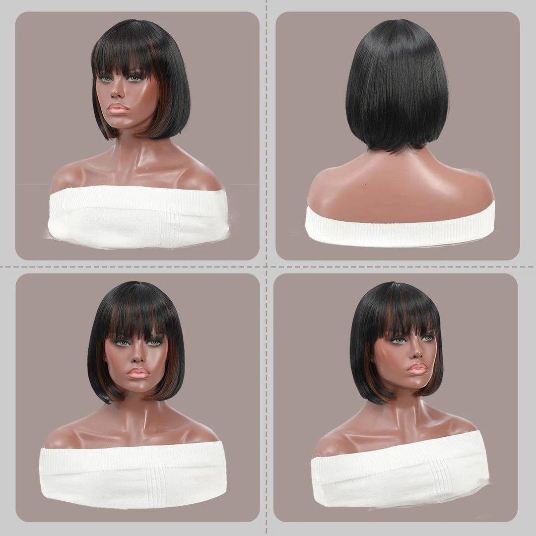 Bob Wig With Bangs Light Weight Synthetic Wigs