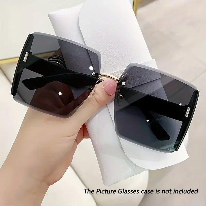 Vintage Square Frameless Sunglasses – Gradient Mirror Lenses for Women