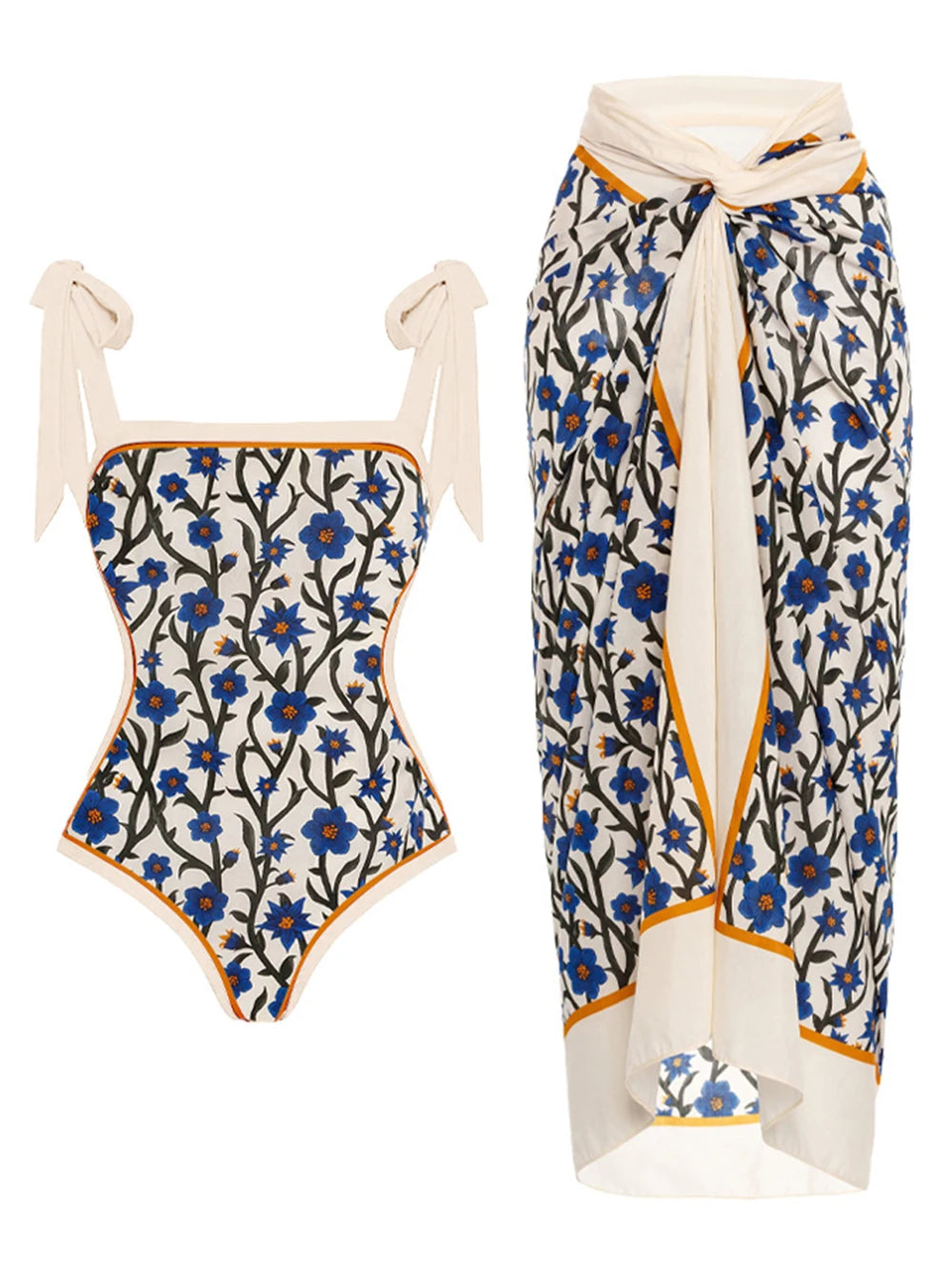 Push-Up Women Bikini Set Floral Printed Ruffle Bikinis-Swimwear-Bennys Beauty World
