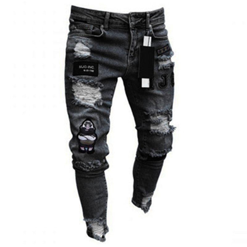 Men Pants Fashion Men Casual Pants Stretchy Demin Skinny Pants-pants-Bennys Beauty World