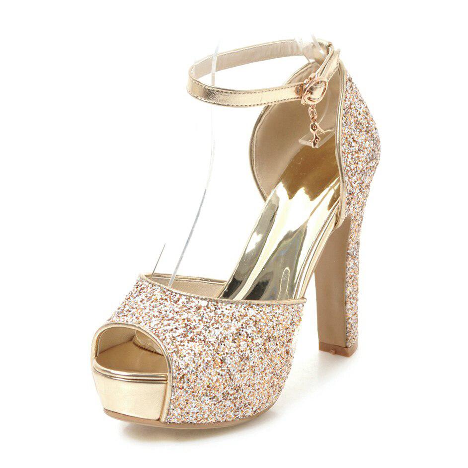 Summer Women's Peep Toe Sequins High Heels-shoe-Bennys Beauty World