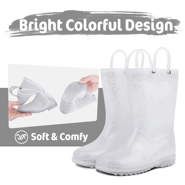 Toddler Kids Rain Boots With Handles Unicorn Unisex Rain Boots For Kids-Shoes-Bennys Beauty World