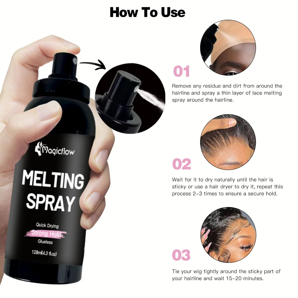 Lace Melting Spray – Strong Glueless Wig Bonding Spray | 128ml Quick-Dry Hair Adhesive