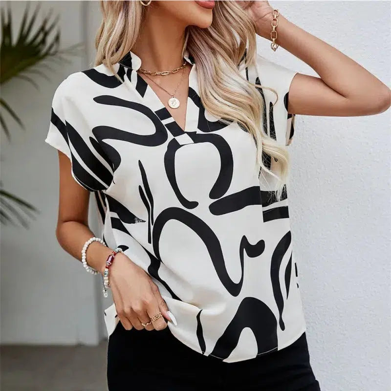 Womens Summer Blouses Shirts Lady Casual Short Sleeve Blouse Tops-Shirts-Bennys Beauty World