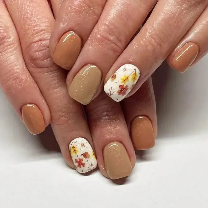 Short Square French Flower Press - On Nails 24 Pcs - Bennys Beauty World