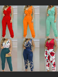 Women's Summer V-neck Jumpsuit-jumpsuit-Bennys Beauty World