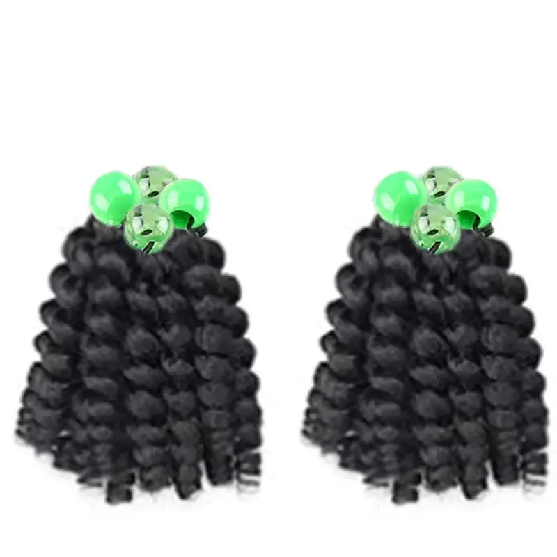 2-Pack Girls Braided Ponytail Hair Extensions with Elastic Ball Beads – Colourful Synthetic Hairpiece for Kids-Hair Accessories-Bennys Beauty World
