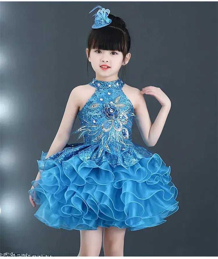 Girls Sequined Tutu Dance Dress – Princess Performance Costume for Kids - Bennys Beauty World