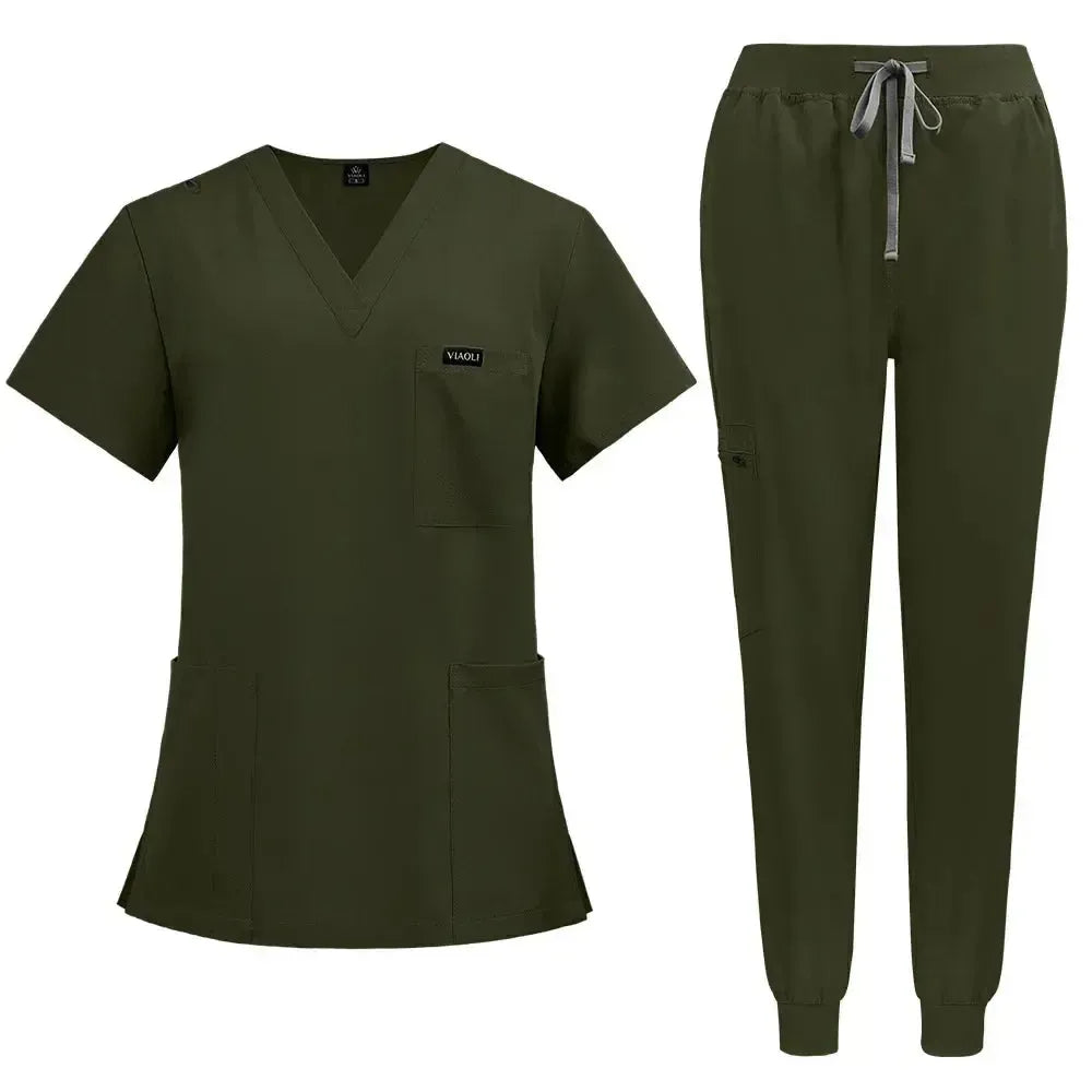 Women's Medical Scrub Set – V-Neck Clinical Uniform with Pockets-Scrubs-Bennys Beauty World