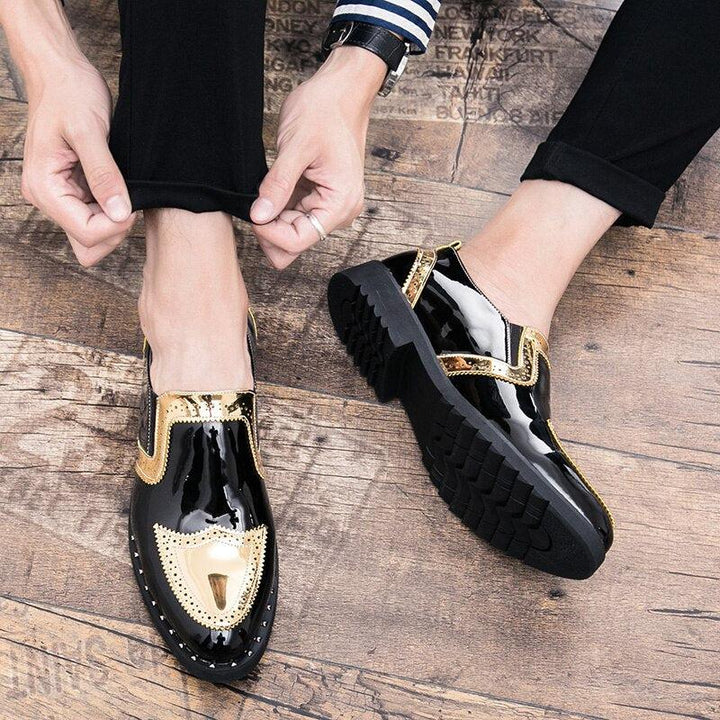 Gold Color Leather Shoes For Men-Shoe-Bennys Beauty World