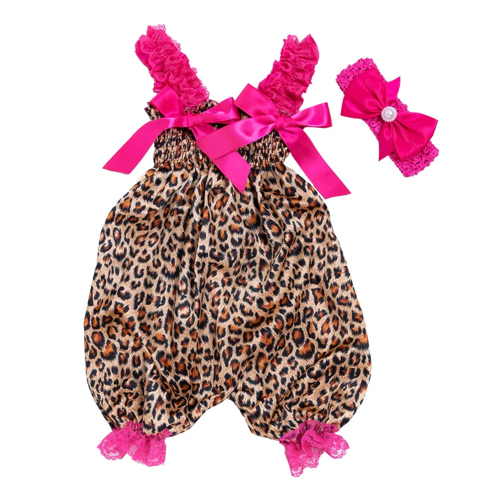 Girls Summer Backless Romper Baby Lace-up Bloomer