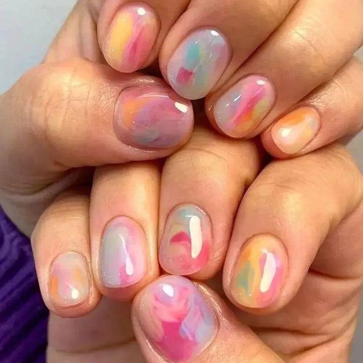 Short Square French Flower Press - On Nails 24 Pcs - Bennys Beauty World