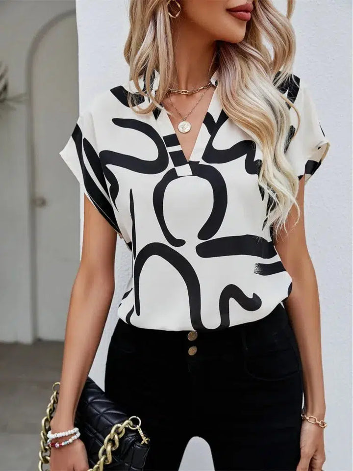 Womens Summer Blouses Shirts Lady Casual Short Sleeve Blouse Tops-Shirts-Bennys Beauty World