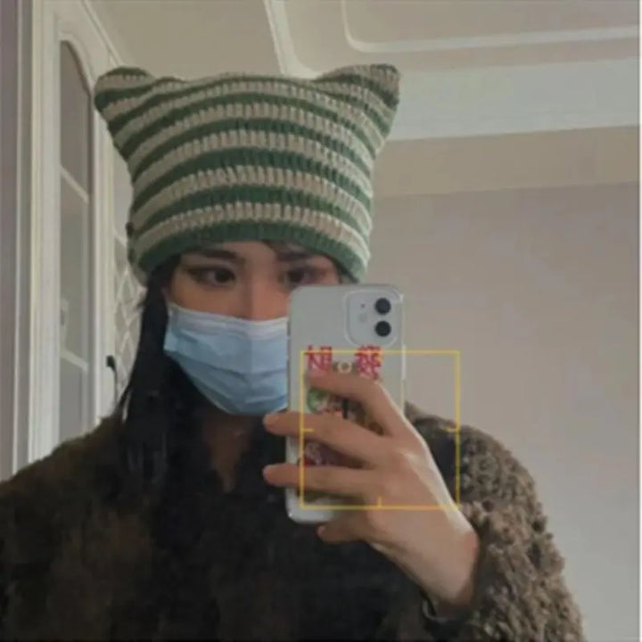Women Girls Autumn Winter Cute Cat Ears Cap
