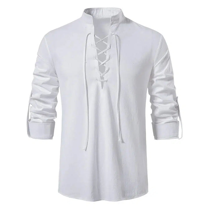 Men's Casual Blouse Cotton Linen Shirt Tops Long Sleeve Tee Shirt-Shirts-Bennys Beauty World