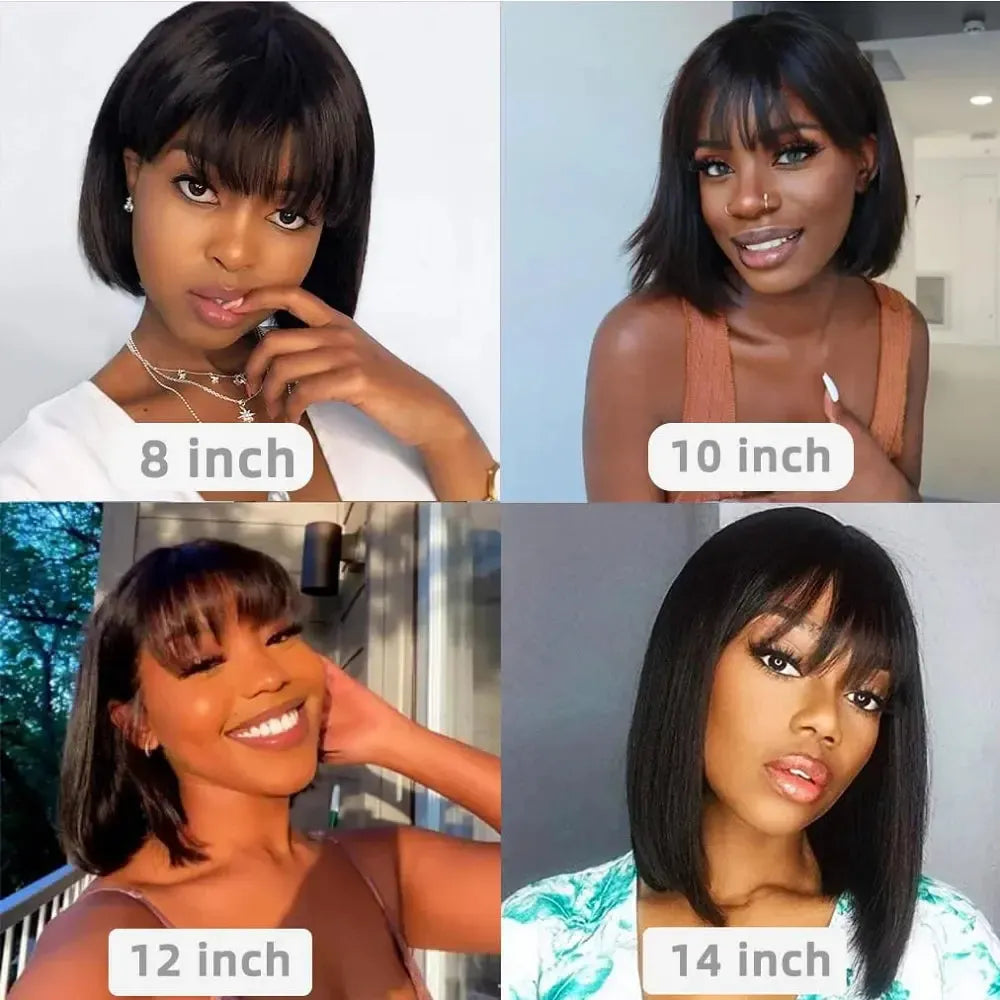 Miss Belle Short Bob Wig with Bangs – Brazilian Remy Human Hair-Wig-Bennys Beauty World