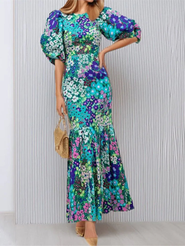 Fashion Print Dress For Women Casual O-Neck Dresses-Dresses-Bennys Beauty World