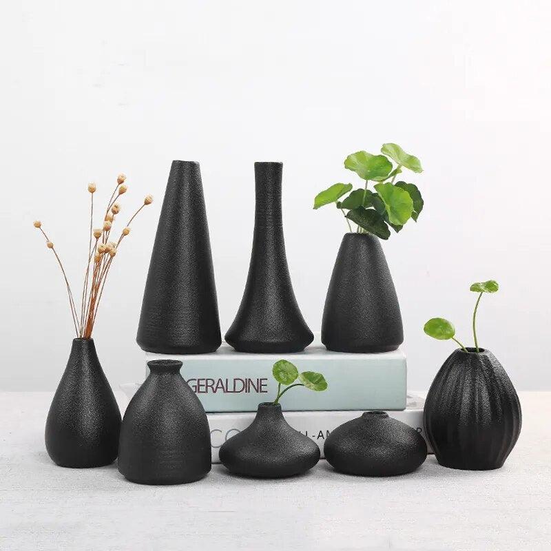 Black Ceramic Small Vase Home Decoration-Vases-Arlik interiors