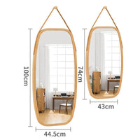 Wood Full Length Mirror Floor Oval Hanging Living Room Aesthetic Vanity Ratan Large Bamboo Mirror Wall Espejo Home Decoration-Arlik interiors