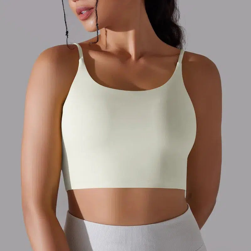 Women Solid Double Sided Nylon Bras Knitting High Elastic Tank Tops-crop top-Bennys Beauty World