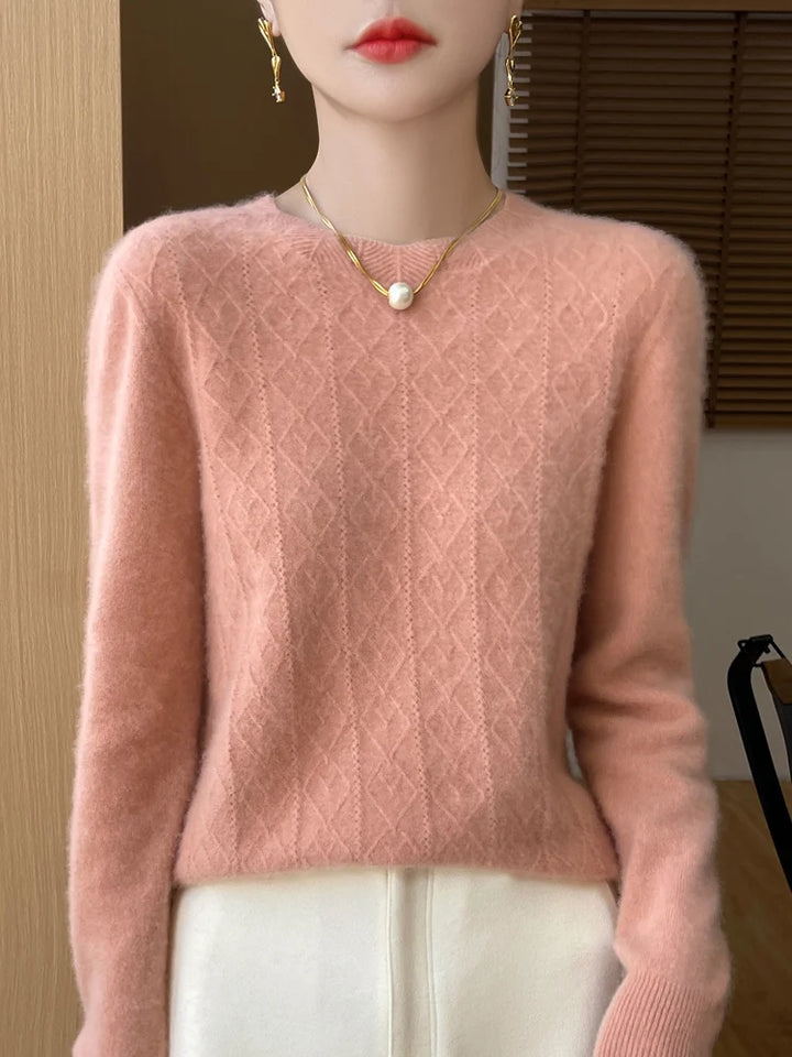 Women's Sweater O-neck 100% Merino Wool Knitwear Sweater