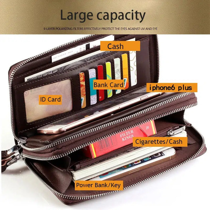 Leather Clutch Bag for Men Long Wallet Fashion Luxury Purse-purse-Bennys Beauty World