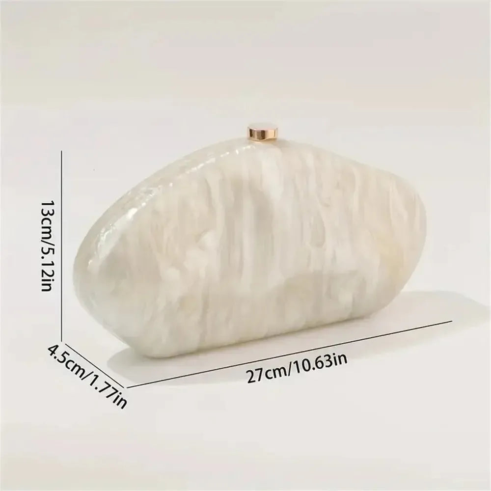 Acrylic Shell Evening Bag – Luxury Handmade Clutch Purse with Chain Strap for Women-Bag-Bennys Beauty World