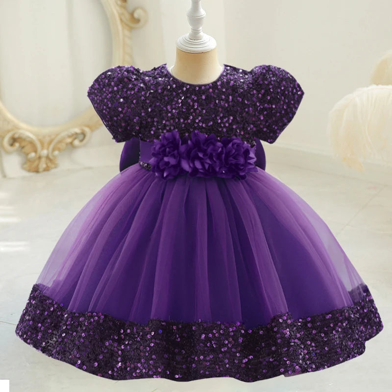 Toddler Baby Sequin Party Dresses Baptism Princess Dress