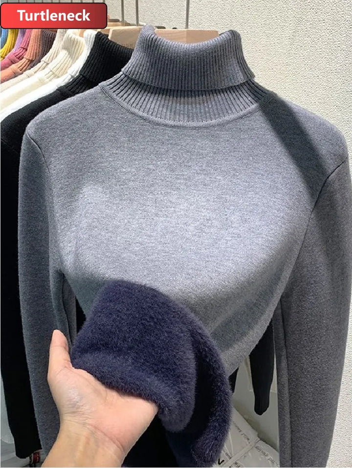 Women’s Turtleneck Velvet-Lined Winter Sweater