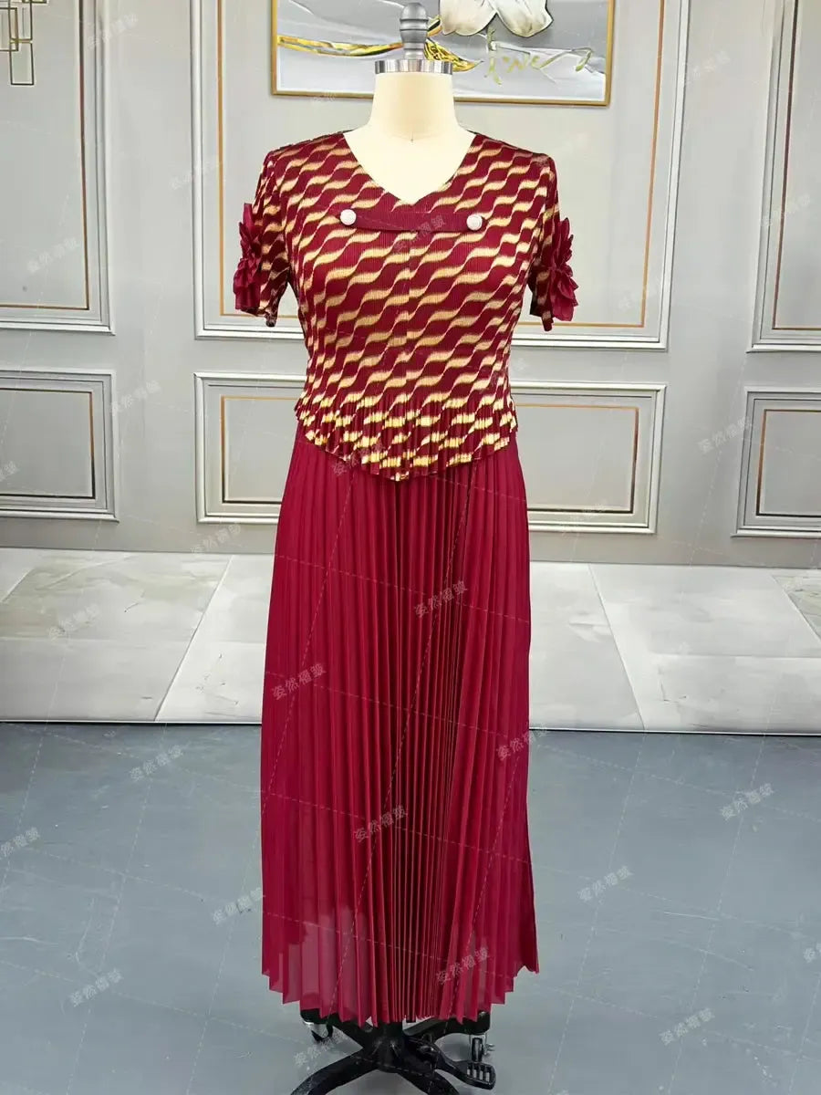 Plus Size Luxury Dresses For Women Elegant And Beautiful Gowns Miyake Pleated Dress Party Evening Prom Formal Female Fashion-Bennys Beauty World
