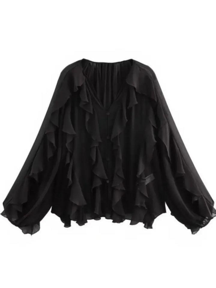 Summer Chic Women's Elegant Loose Long Sleeve Layered Shirts-Blouse-Bennys Beauty World
