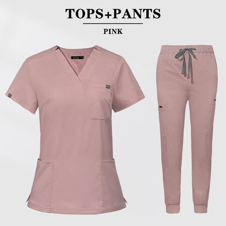 Multicolor Scrubs Short Sleeve Tops+Pants Nursing Uniform-Scrubs-Bennys Beauty World