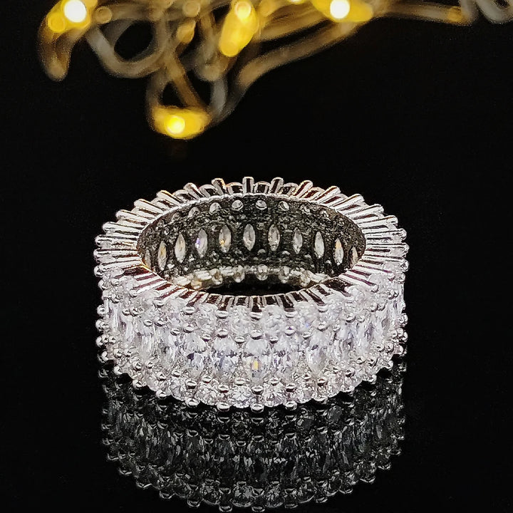 Luxury Round Princess Silver Color Aesthetic Eternity Band-Rings-Bennys Beauty World