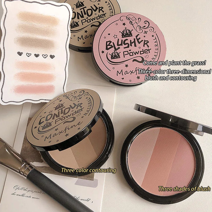 Three-colour Blush Palette, Delicate, Long-lasting