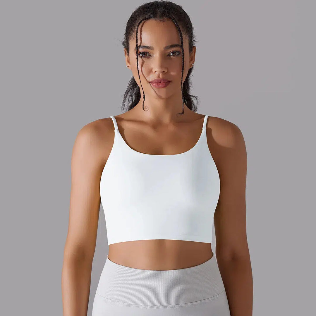 Women Solid Double Sided Nylon Bras Knitting High Elastic Tank Tops-crop top-Bennys Beauty World