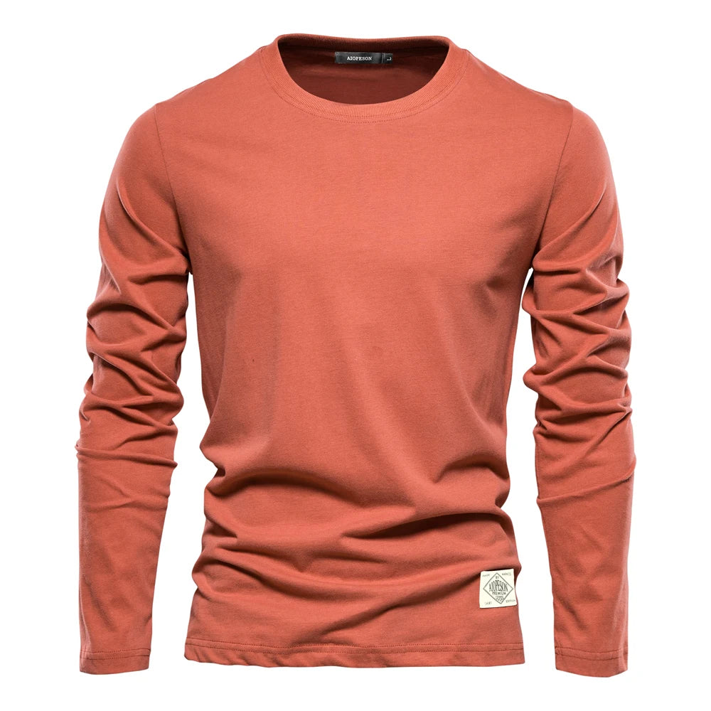 Cotton Long Sleeve T Shirt For Men Solid Spring Casual Mens T-shirts