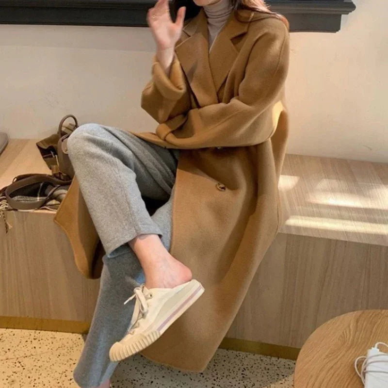 Winter Korean Style Women’s Mid-Long Woolen Coat