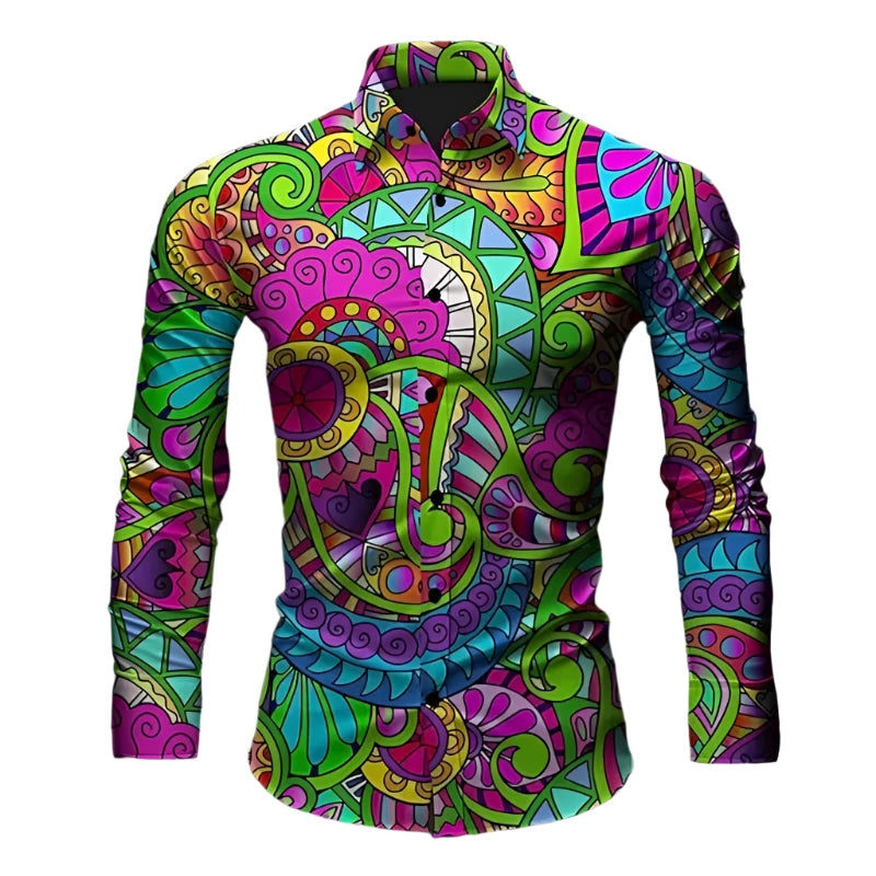 Designer 3D Print Shirt Spring And Fall Long Sleeve Shirt-Shirts-Bennys Beauty World