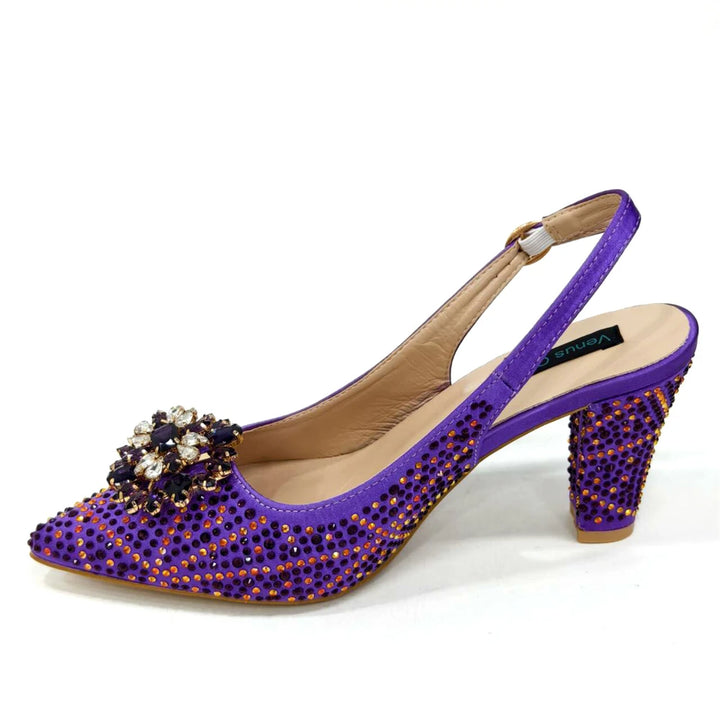 Ladies Italian Design Shoes And Bag Set Decorated with Rhinestone